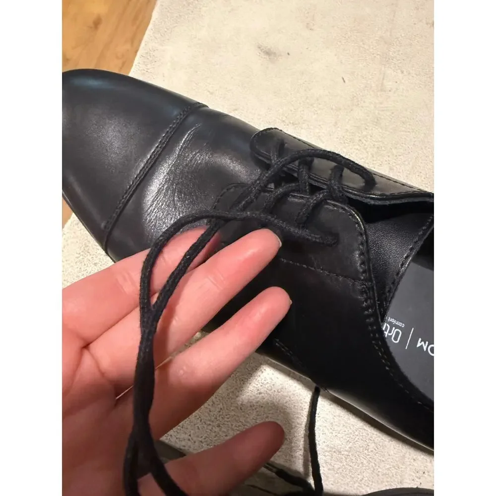 Nordstrom Ortholite Men's 10M Comfort Foam Black Leather Cap-Toe Oxford Shoes